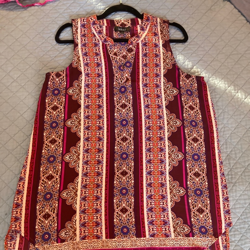 Flowing patterned tank top blouse